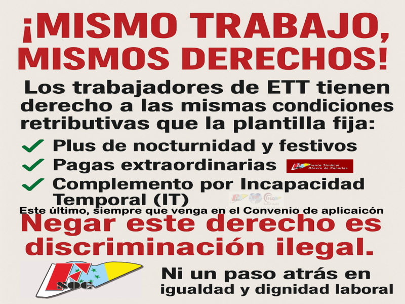 FSOC Igualdad de derechos laborales para las personas trabajadoras de ETT